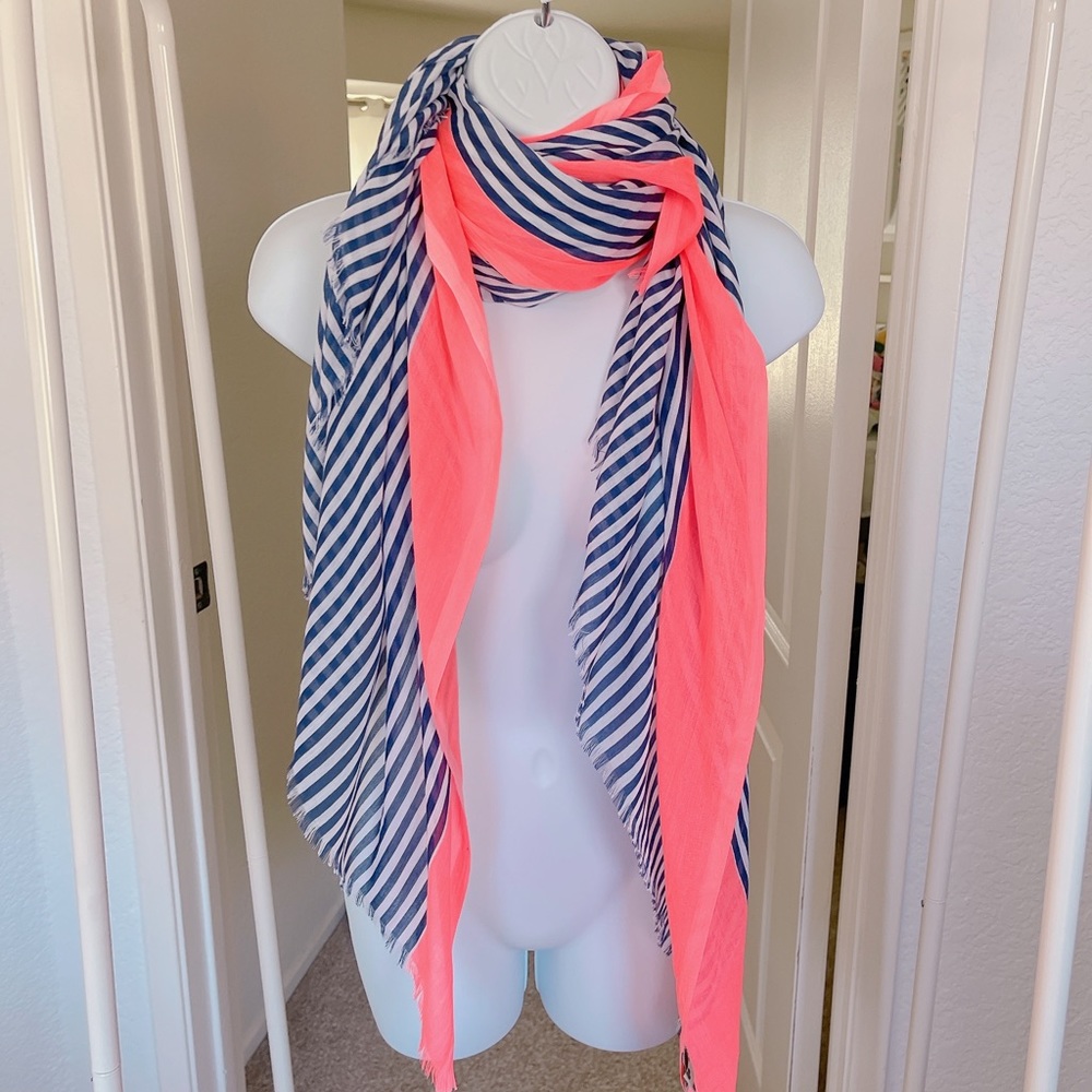 Gorjana blue striped neon pink scarf wrap preowned